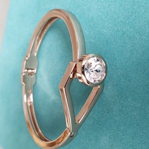 Rose Goldtone Bangle with Faux Diamond Accent